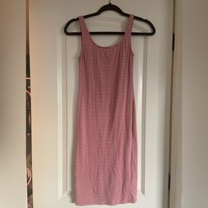 Hips&Hearts Pink W/ White Stripes Long Bodycon Dress